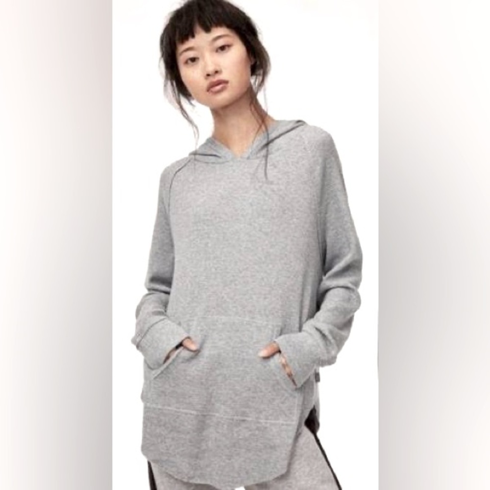 ARITZIA TNA Nevado Waffle Hooded Thermal Sweater, Ashen Grey, Medium - Picture 1 of 7
